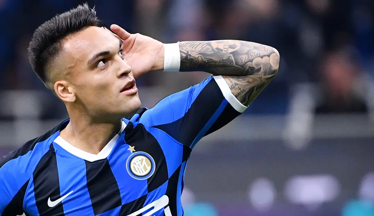Striker Inter Milan, Lautaro Martinez, saat ini sedang menjadi sorotan dan buruan klub-klub besar Eropa. (AFP/Alberto Pizzoli)