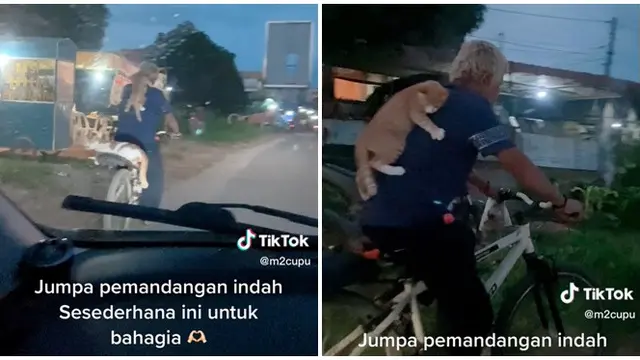 Anteng Dibonceng Naik Sepeda, Interaksi Kucing dan Pemiliknya Ini Bikin Gemas