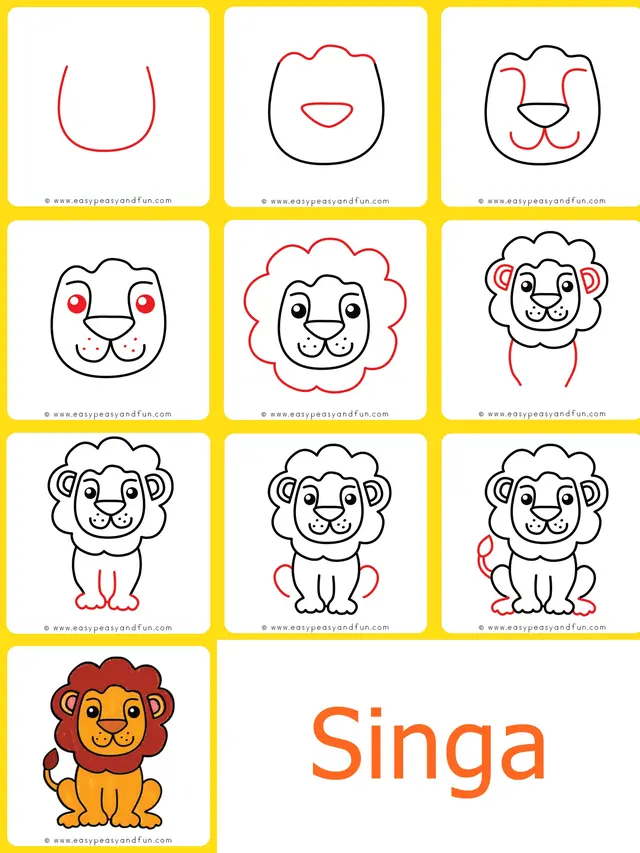 Cara menggambar singa