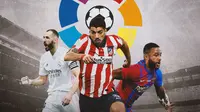 La Liga - Karim Benzema, Karim Benzema, Memphis Depay (Bola.com/Adreanus Titus)