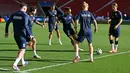Timnas Denmark akan berjumpa Slovenia di MHPArena (Stuttgart Arena) pada matchday 1 Grup C Euro 2024, Minggu malam WIB. (THOMAS KIENZLE / AFP)