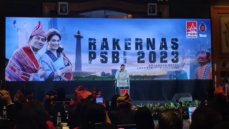Menteri Pertahanan (Menhan) RI Prabowo Subianto hadir di rapat kerja nasional (Rakernas) Punguan Simbolon Dohot Boruna Indonesia (PSBI) Marga Simbolon 2023 (Istimewa)