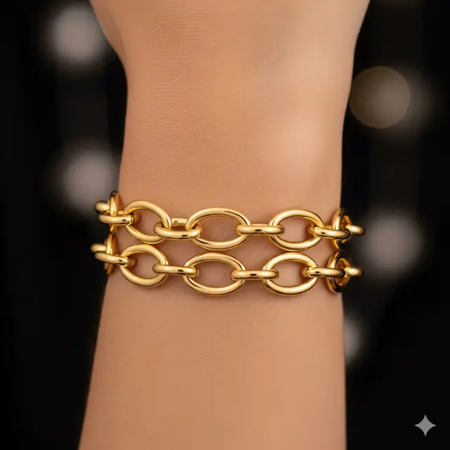 Gelang Rantai Oval Double Layer