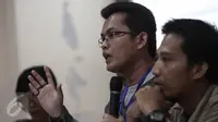 Direktur LBH Jakarta, Algifarri Aqsa juga ikut memberi keterangan pers di Jakarta, (12/5). Sejumlah Organisasi seperti Kontras, Elsam, dll, mencatat terdapat 41 kali diabaikannya hak sipil atas hak berkumpul dan berpendapat. (Liputan6.com/Faizal Fanani)
