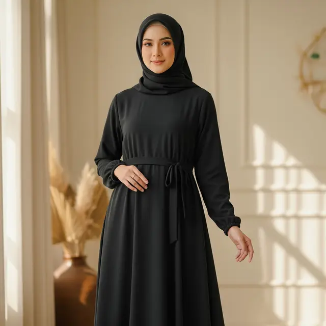 9 Inspirasi Model Abaya Gamis Polos Tapi Tetap Anggun, Elegan dan Berkelas