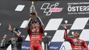 Secara keseluruhan, Francesco Bagnaia sudah lima kali menjadi juara pada MotoGP 2022. Jumlah itu membuat Bagnaia sejauh ini menjadi pembalap yang paling sering juara musim ini. (AFP/Vladimir Simicek)