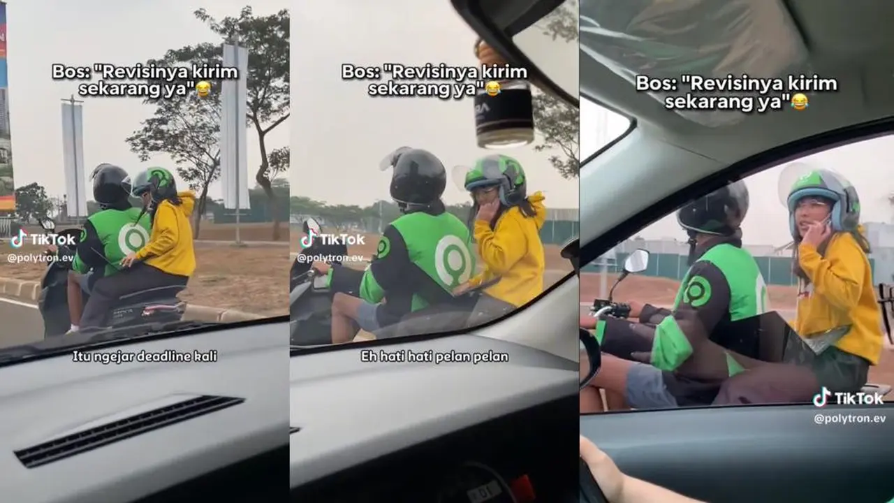 Wanita ini Kejar Deadline Saat Naik Motor