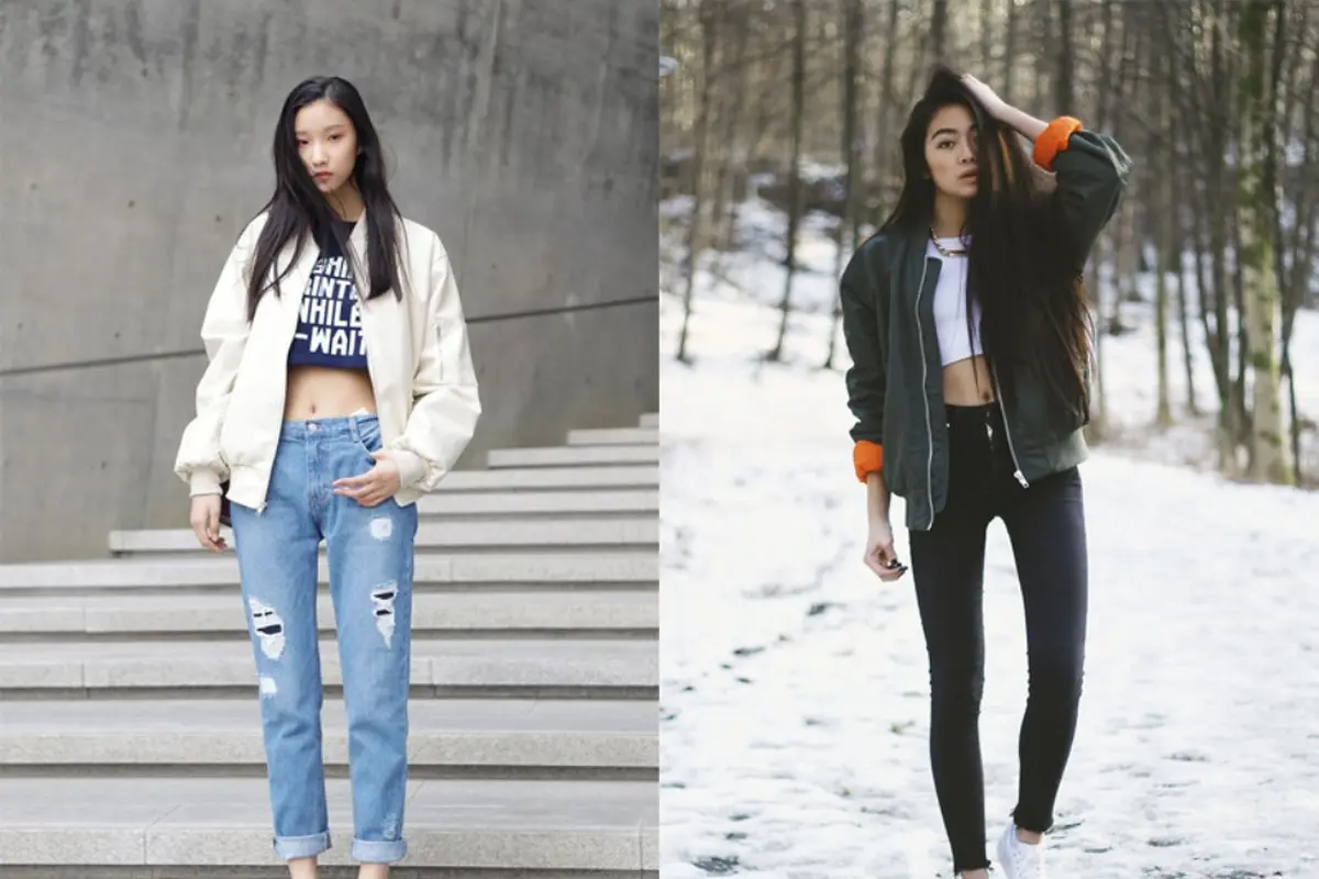Mix and Match Crop Tee dengan Jaket Bomber yang Super Stylish