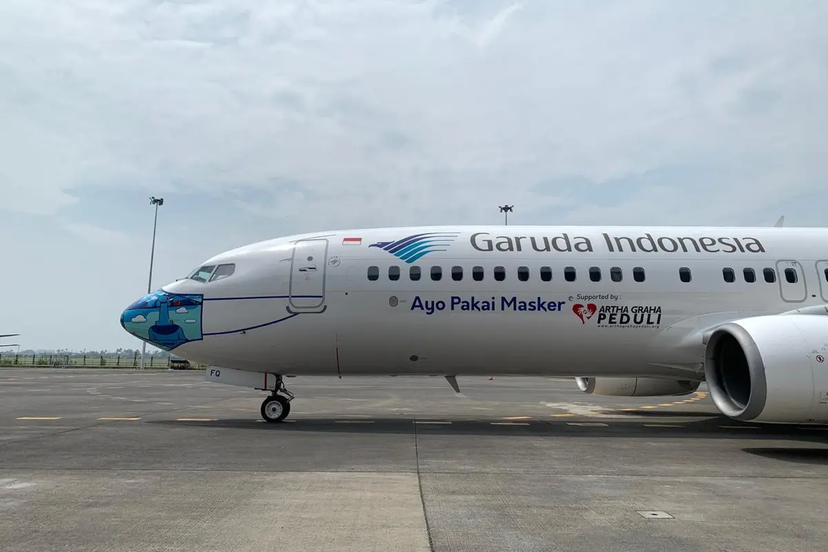 Desain masker baru pesawat Garuda Indonesia pada armada B737-800 NG