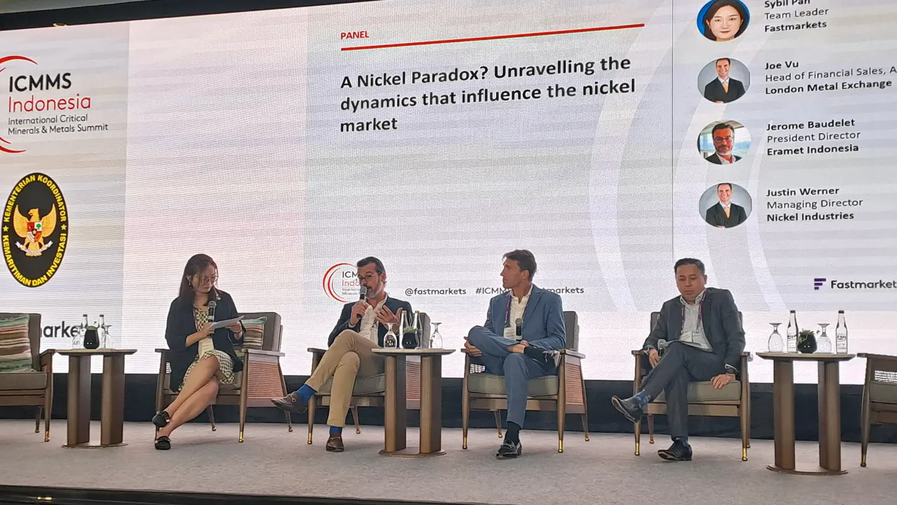 Presiden Direktur Eramet Indonesia, Jérôme Baudelet, saat berbicara di forum International Critical Minerals and Metals Summit 2024, Kamis (05/09/2024). (dok Eramet)