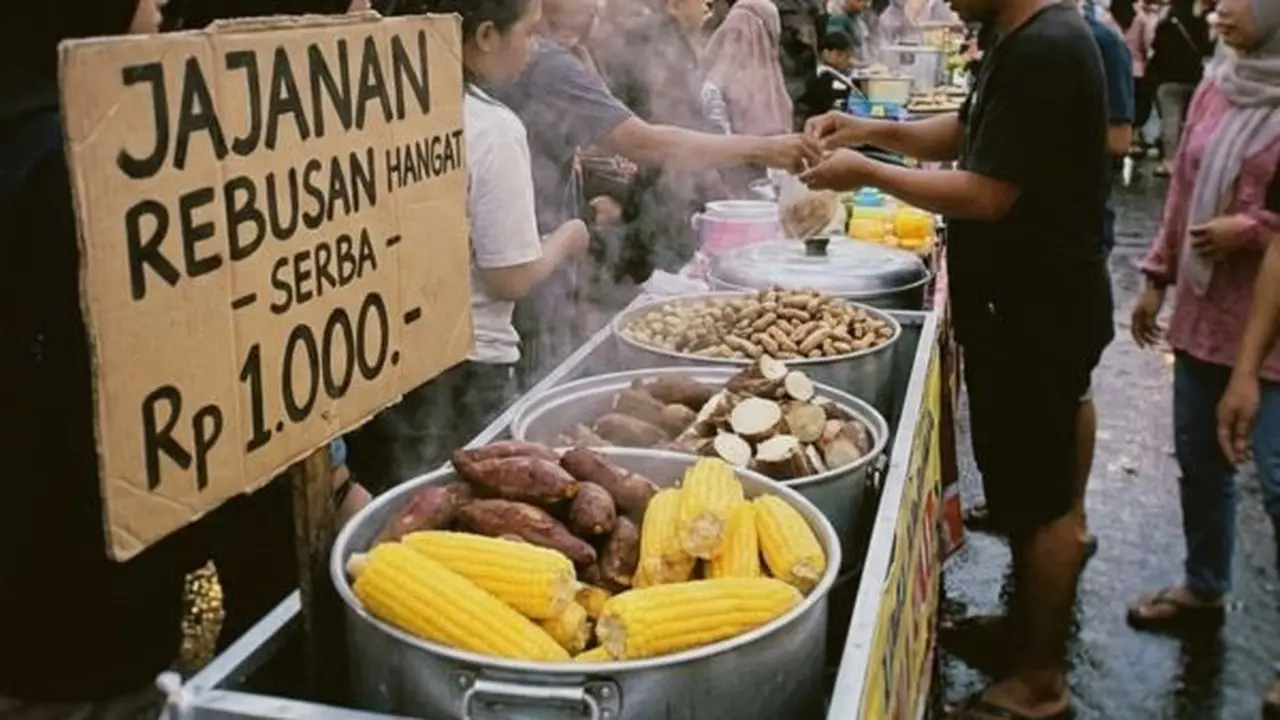 Ilustrasi Jualan Jajanan Rebusan
