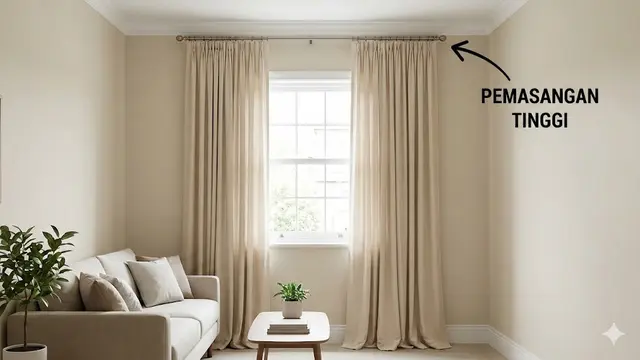 Rumah subsidi Pilih Gorden dengan Pemasangan Tinggi (Gemini AI)