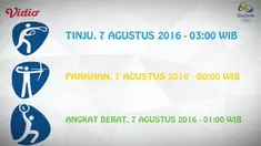 Jadwal pertandingan yang akan berlangsung pada tanggal 6-7 Agustus 2016