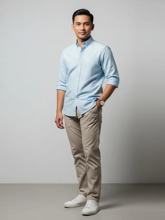Kemeja Oxford dengan Celana Chino