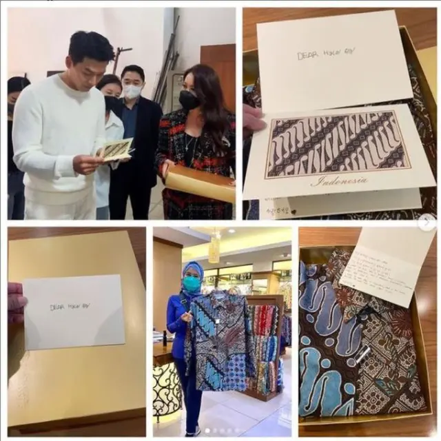 Hyun Bin dapat hadiah batik dari penggemarnya di Indonesiah