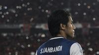 Gelandang Arema FC, Hanif Sjahbandi, bersiap menghadapi Persija Jakarta pada laga Liga 1 di SUGBK, Jakarta, Sabtu (31/3/2018). Persija menang 3-1 atas Arema FC. (Bola.com/Vitalis Yogi Trisna)
