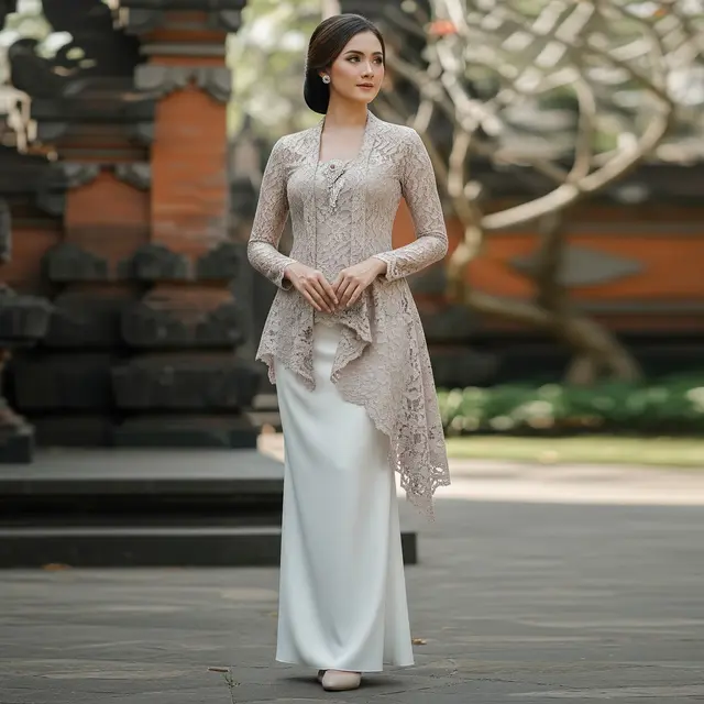 9 Model Kebaya Brokat Kombinasi Satin Modern, Tampil Elegan Setiap Acara