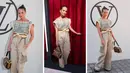 Foto kolase aktris asal Swedia, Alicia Vikander saat menghadiri koleksi busana Louis Vuitton Spring/Summer 2023 selama Paris Fashion Week di Paris pada Selasa, 4 Oktober 2022. (AP Photo/Francois Mori)