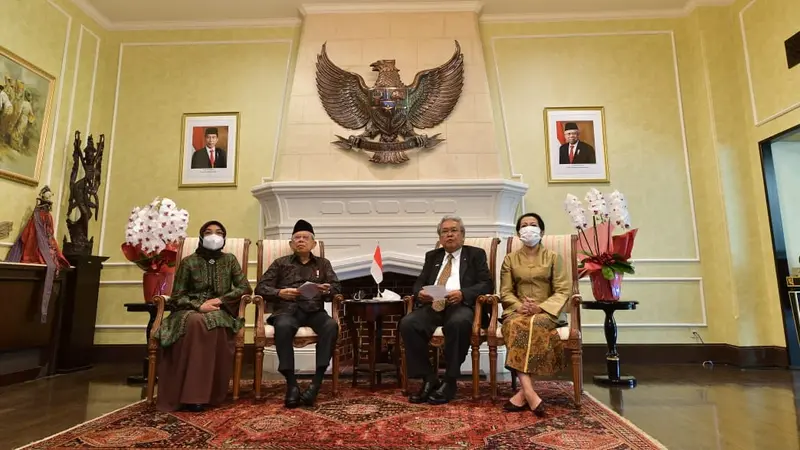 Wakil Presiden (Wapres) Ma'ruf Amin saat berdialog dengan warga negara Indonesia (WNI) di Jepang