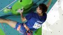 Atlet panjat tebing putra Jepang, Ao Yurikusa saat berlaga di babak final kategori lead Kejuaraan Dunia Panjat Tebing 2022 seri Jakarta, Senin (26/9/2022). Ao Yurikusa menempati posisi pertama dengan poin 29 di final lead putra Kejuaraan Dunia Panjat Tebing 2022 seri Jakarta. (Liputan6.com/Helmi Fithriansyah)