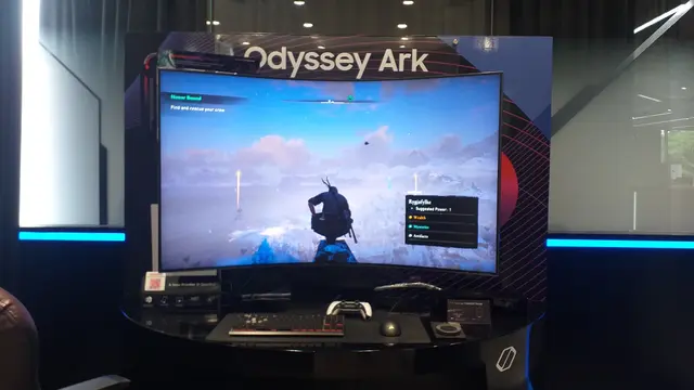 Tampilan Samsung Odyssey Ark dengan Ark Dial dan Game Bar