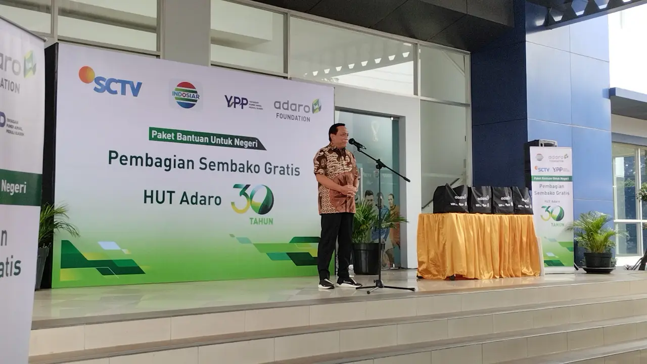 Yayasan Pundi Amal Peduli Kasih (YPP) SCTV dan Indosiar bersama PT Adaro Energy Indonesia TBK melangsungkan kegiatan seremoni penyerahan sembako dalam rangka Hari Ulang Tahun (HUT) Adaro Energy Indonesia TBK ke-30