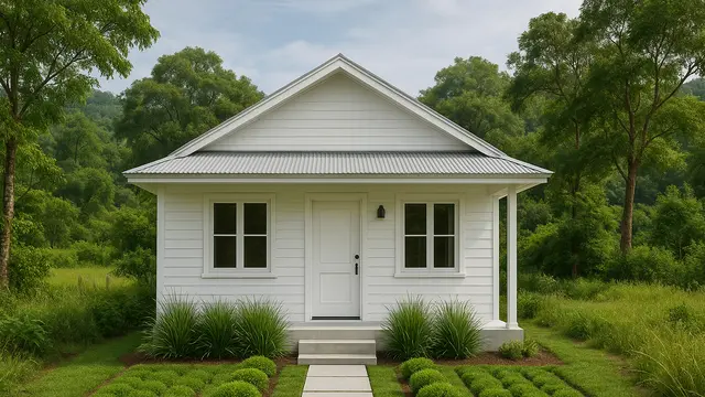 Gambar Rumah Minimalis 5x7 Meter di Desa dengan Taman, Kecil tapi Adem