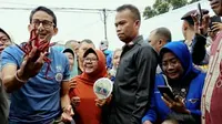 Sandiaga Salahuddin Uno ketika berkunjung ke salah satu pasar di Pekanbaru. (Liputan6.com/M Syukur)