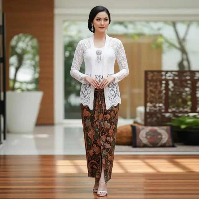 9 Model Atasan Brokat Modern Bawahan Rok Batik Lilit Elegan, Gaya Kondangan Kekinian