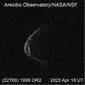 Asteroid 1998 OR2 akan melintasi Bumi pada jarak 3,9 juta mil (6,3 juta kilometer) pada 29 April mendatang. (Photo Credit by: Arecibo Observatory/NASA/NSF)