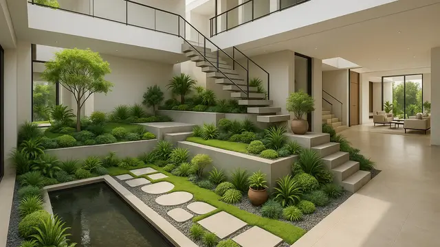 Model Rumah Minimalis Mewah Dengan Inner Garden/Ilustrasi Gambar AI