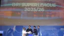 Direktur Surya Citra Media (SCM) Harsiwi Achmad, Ketua Persatuan Sepak Bola Seluruh Indonesia (PSSI) Erick Thohir, Direktur Utama Bank Rakyat Indonesia (BRI) Hery Gunardi dan Direktur Utama I.League Ferry Paulus (dari kiri ke kanan) saat peluncuran BRI Super League 2025/2026 di SCTV Tower, Jakarta, Minggu (3/8/2025). (Bola.com/M Ichsan)