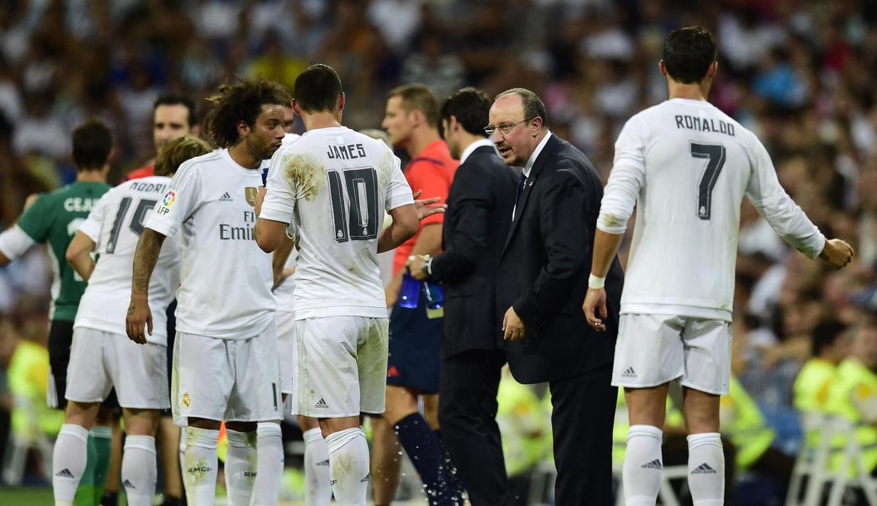 Rafael Benitez ditunjuk sebagai pengganti Carlo Ancelotti di Real Madrid. Namun, mantan pelatih Liverpool tersebut tidak bertahan lama di Santiago Bernabeu. (AFP/Pierre-Philippe Marcou)