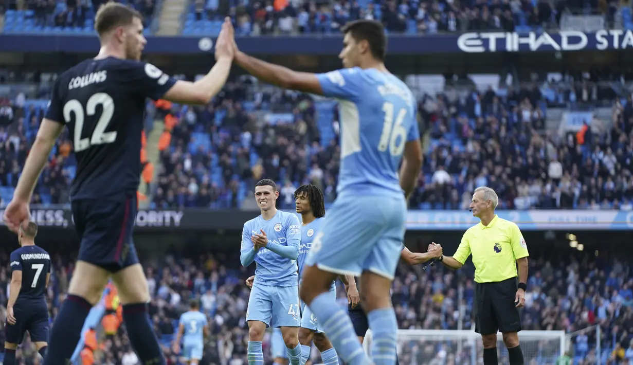 Tambahan tiga poin ini terbilang penting karena Manchester City pun untuk sementara tetap bersaing ketat dengan Chelsea dan Liverpool di tiga besar. (AP/Jon Super)