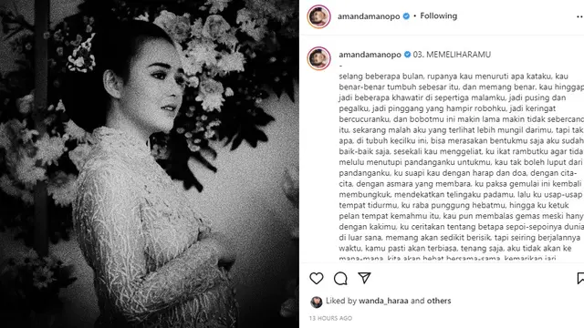 Unggahan Amanda Manopo soal Andin melahirkan di Ikatan Cinta (Foto: Instagram/@amandamanopo)