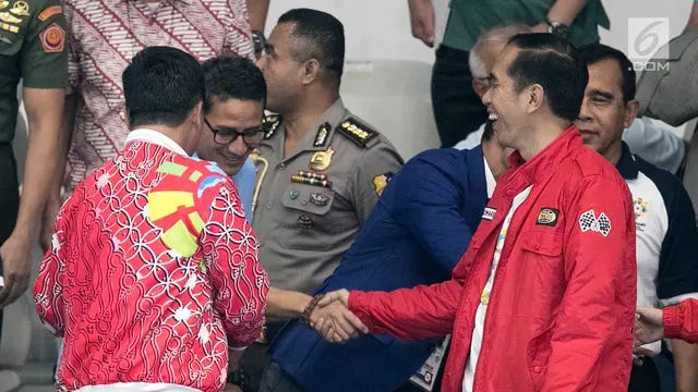 Keakraban Jokowi dan Sandiaga Uno di Asian Games 2018