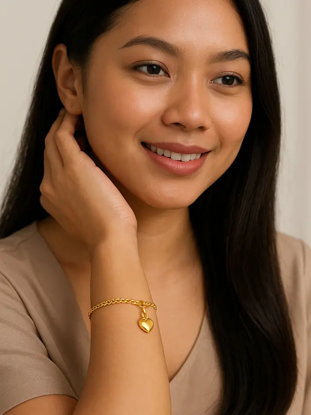 Model Gelang Emas Rantai Love Gantung 2 Gram Elegan (Image by ChatGPT)