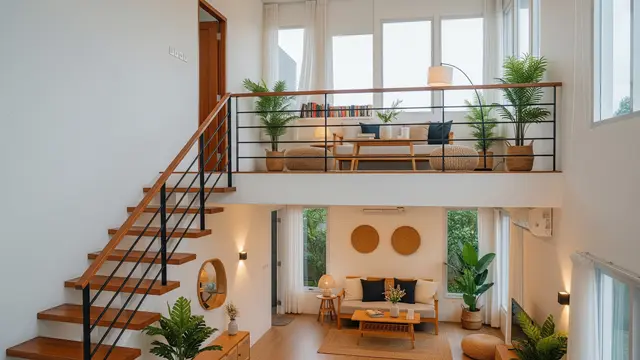 Balkon Mezzanine Terbuka di Ruang Tengah