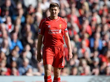 Steven Gerrard merupakan salah satu pemain terhebat yang pernah dimiliki Liverpool. Gerrard tercatat telah menghabisakan 17 tahun (1998-2015) bersama The Reds. Namun, ia ternyata tak pernah saklipun menjuarai Liga Inggris bersama Liverpool. (AFP/Oli Scarff)