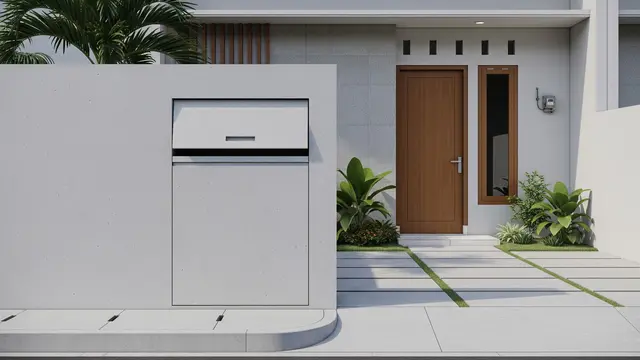 Desain Tempat Sampah Depan Rumah Minimalis Model Desain Terintegrasi Dinding
