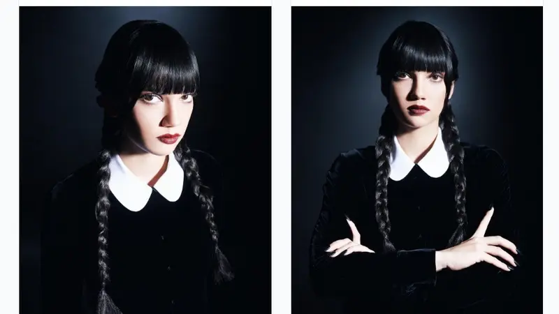 Penampilan Haico Van Der Veken recreate karakter Wednesday Addams (Fotografer: @winstongomez. Sumber Foto: Instagram haico.vdv