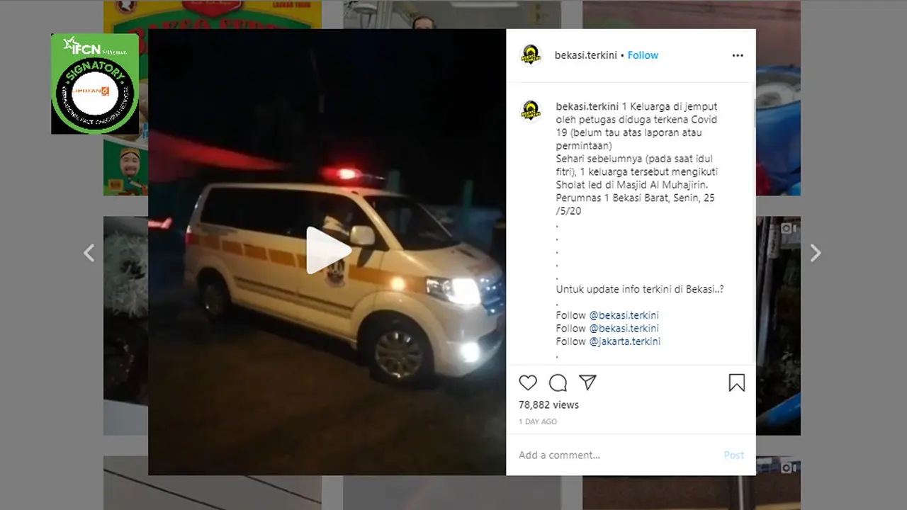 Cek Fakta: Video Viral Penjemputan Keluarga Terduga Covid-19 karena Salat Idul Fitri di Masjid, Faktanya?