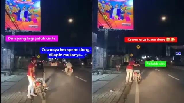 viral video sepasang kekasih dorong motor