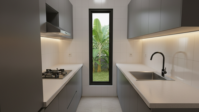 Diseño de cocina funcional 2x3