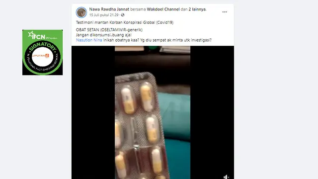 Cek Fakta Liputan6.com mendapati klaim Oseltamivir obat Covid-19 berbahaya dan mematikan