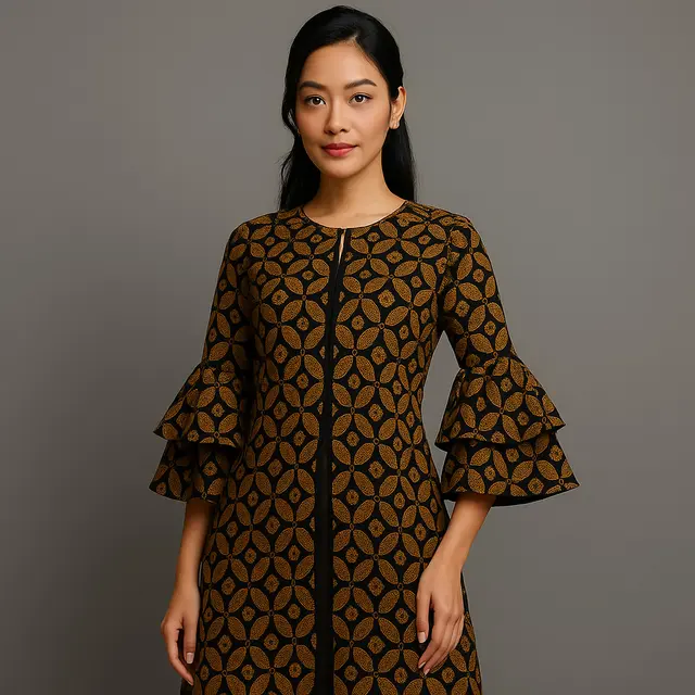 7 Model Baju Batik Lengan Lonceng Dua Tingkat Motif Kawung Modern, Anggun dan Elegan Dipakai ke Acara Resmi