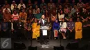 Cagub DKI, Agus Yudhoyono menyampaikan pidato politik di Ballroom Djakarta Theater, Jakarta, Minggu (30/10). Agus menjanjikan perubahan Ibu Kota Jakarta bila terpilih menjadi gubernur. (Liputan6.com/Gempur M Surya)