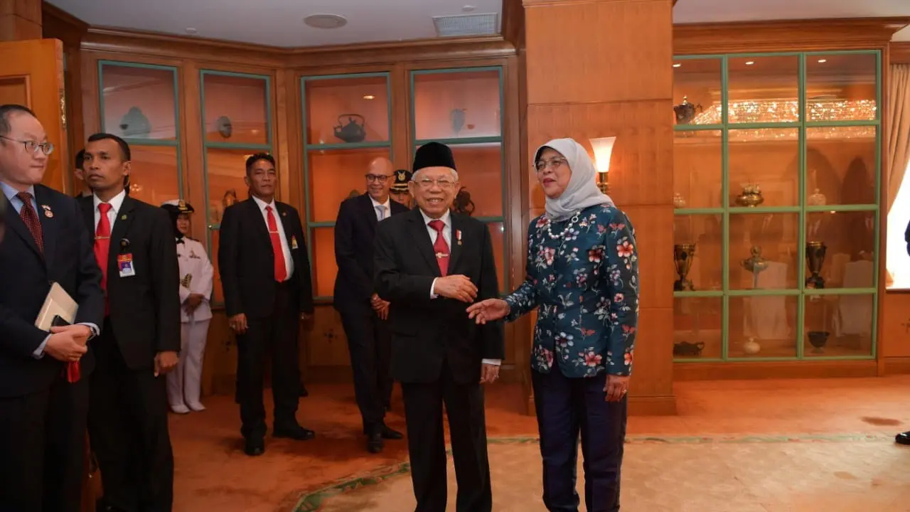 Presiden Singapura Halimah Yacob melakukan kunjungan kenegaraan ke Indonesia dan bertemu dengan Wapres Ma'ruf Amin pada Selasa (4/2).