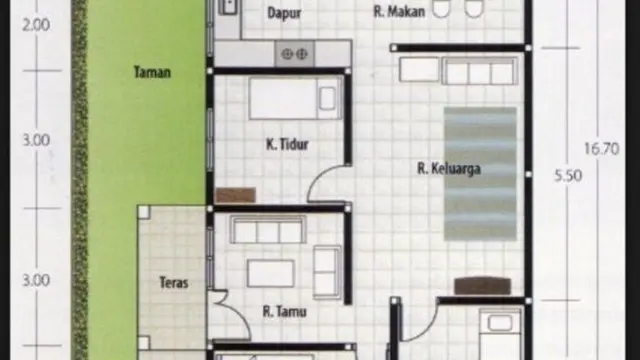Desain Rumah Minimalis 3 Kamar Ukuran 7x10 Dilengkapi Spot Jemuran