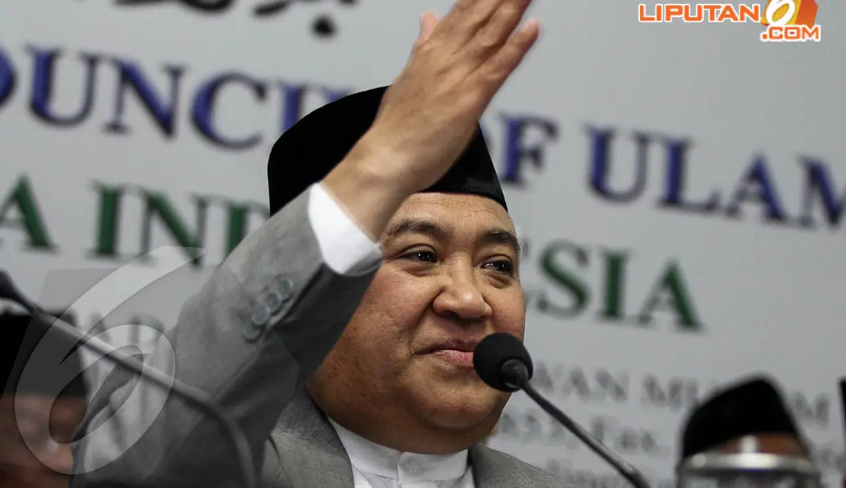 Di Gedung MUI, (21/4/14), Ketua Umum MUI Din Syamsuddin, menyerukan kepada semua parpol Islam untuk menyatukan suara dalam Pilpres 9 Juli 2014 nanti. (Liputan6.com/Faizal Fanani)